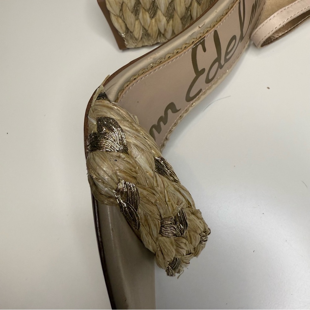 Sam Edelman Yoana Woven Raffia & Leather Sandals Size 10 GUC - Picture 4 of 9